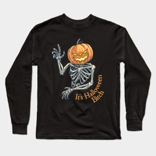 Pumpkin Head Skeleton Long Sleeve T-Shirt